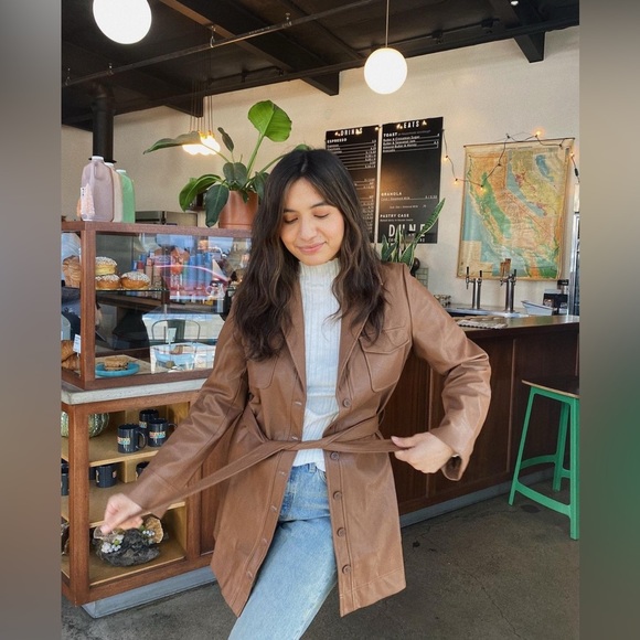 Backyard Roses Western Ranger Faux Leather Jacket Size Small NWT + belt - Picture 12 of 14